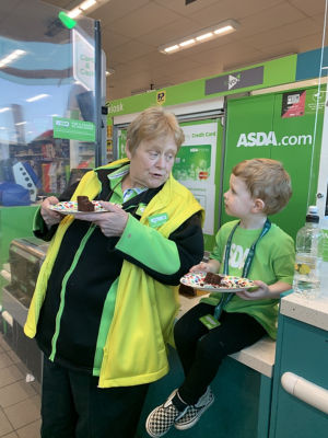 Hudson Wickens and Mags Lunn at Asda Darlington Neasham Road