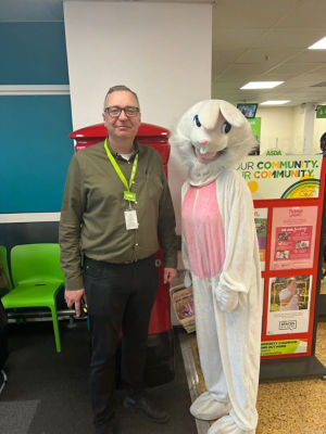 Easter Bunny fundraising for Tickled Pink  | Asda Charlton