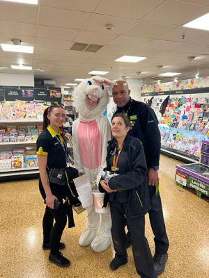 Easter Bunny fundraising for Tickled Pink  | Asda Charlton