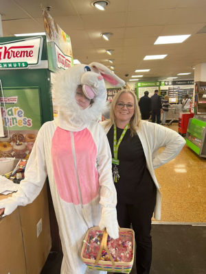 Easter Bunny fundraising for Tickled Pink  | Asda Charlton