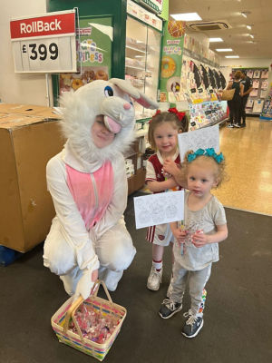 Easter Bunny fundraising for Tickled Pink  | Asda Charlton