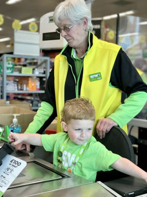 Hudson Wickens and Mags Lunn at Asda Darlington Neasham Road
