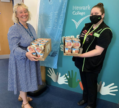 Donation to Newark College Student Foodbank | Asda Newark