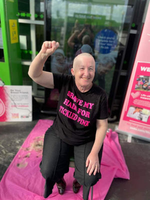 Hilary braves the shave for Tickled Pink  | Asda Wolstanton