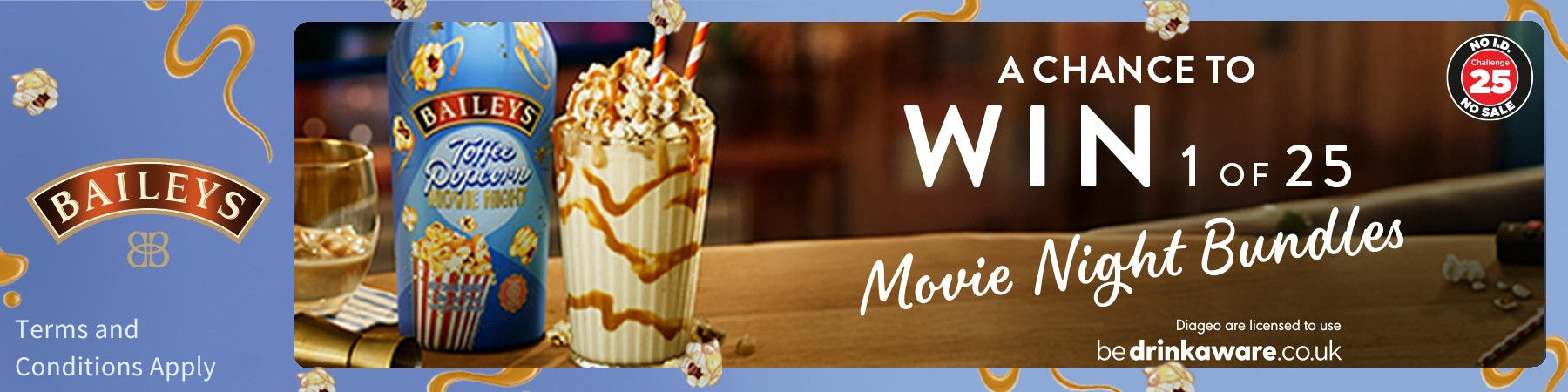 Baileys Popcorn - WIN 1 of 25 Movie Night Bundles