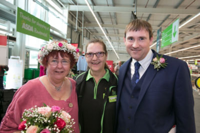 Asda Ace Anne with newlyweds Gill and Lee