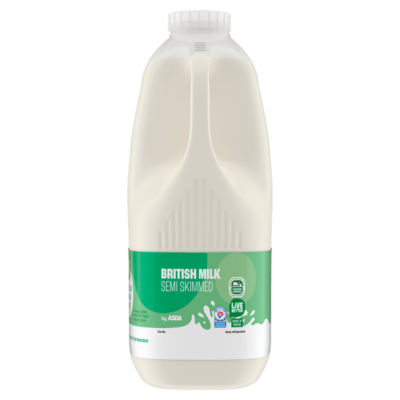 ASDA British Milk Semi Skimmed 6 Pints 3408ml