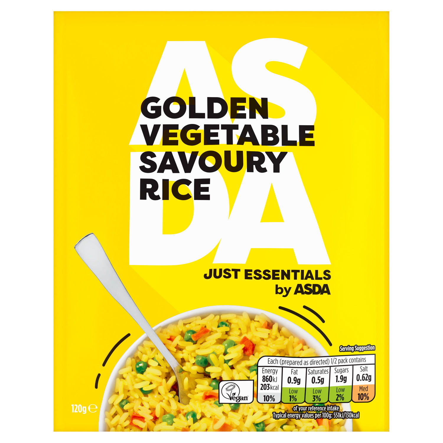 ASDA Just Essentials Golden Vegetable Savoury Rice 120g