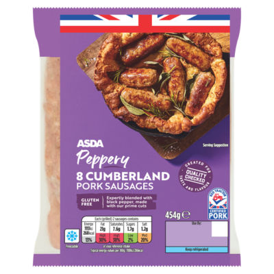 ASDA 8 Peppery Cumberland Pork Sausages 454g