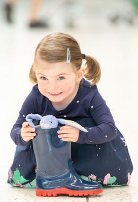 Violet's precious Bunny was found in a Wellington boot at Asda Leith