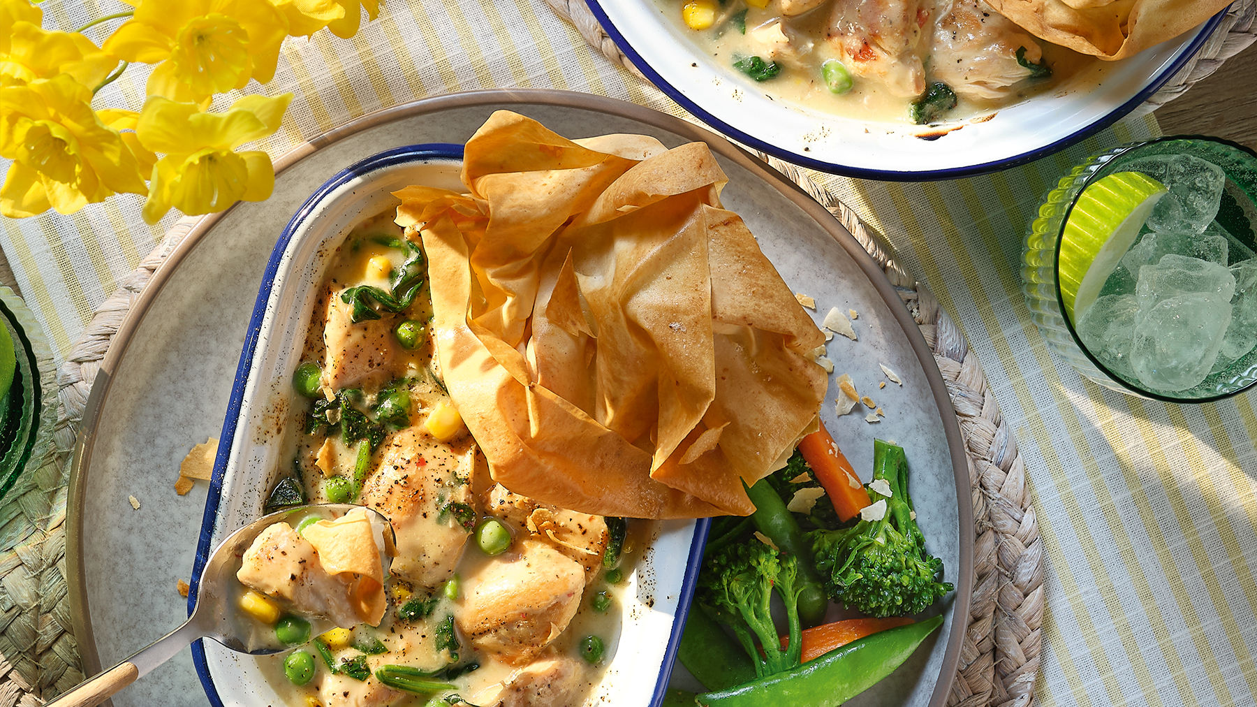 Chicken, Sweetcorn & Spinach Filo Pie