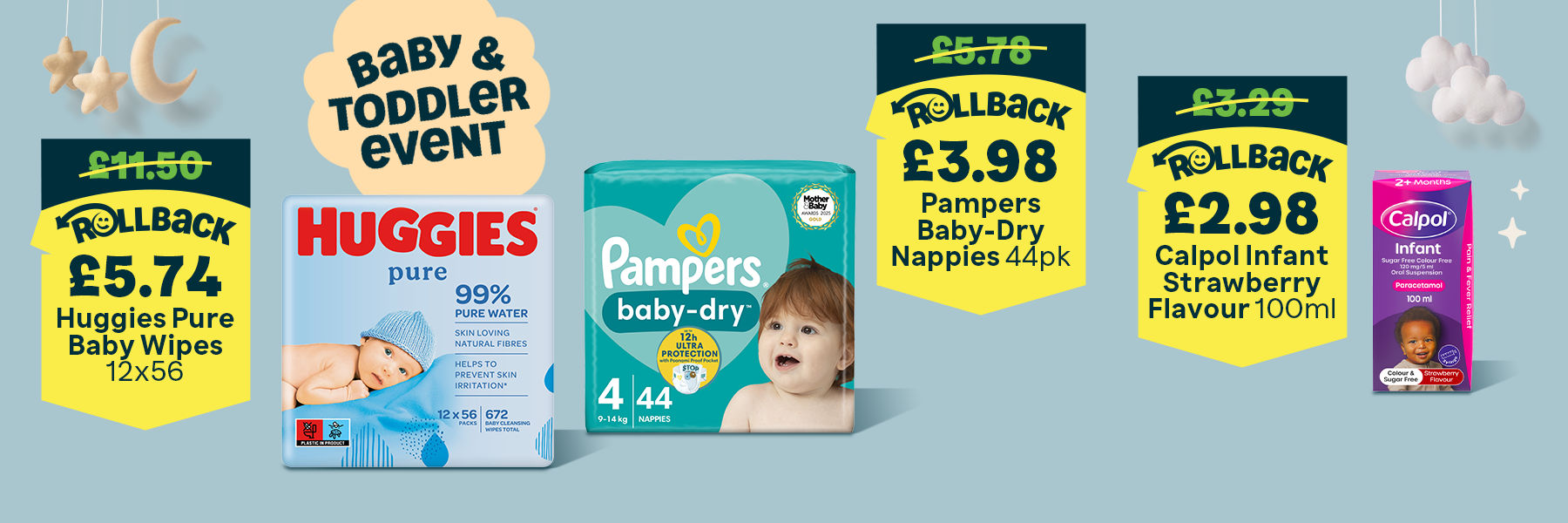 Baby & Toddler Event. Huggies Pure Baby Wipes - 12 packs (12 x 56 wipes) on Rollback.