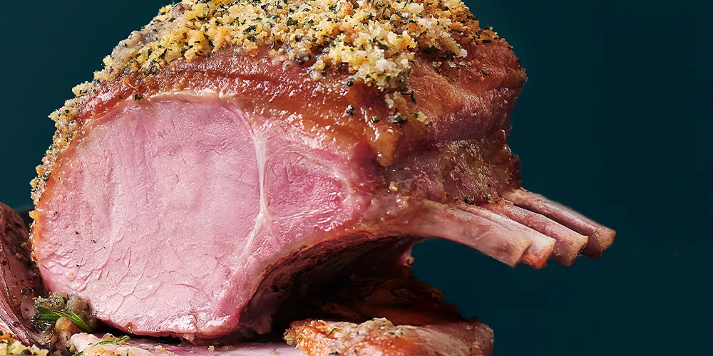 Exceptional Slow Cured Rack of Pork with Truffle Butter and Parmesan Crumb
