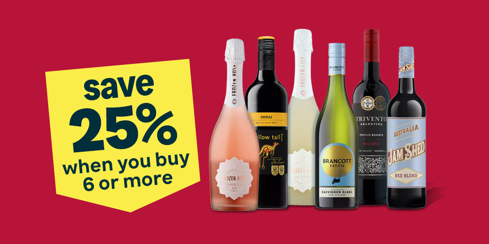 Save 25% when you buy 6 or more across selected wines & Champagne.