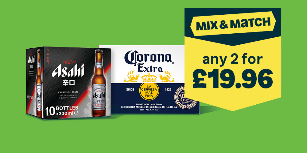 Mix & Match any 2 for £19.96 across selected beer, lager & cider.
