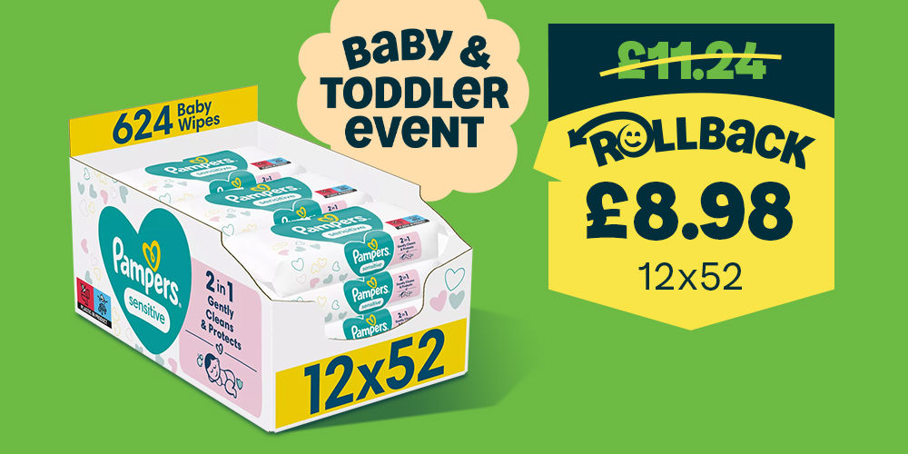 Pampers Sensitive Baby Wipes 12pk on Rollback.