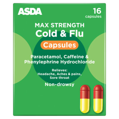 ASDA Max Strength Cold & Flu Capsules 16 Capsules