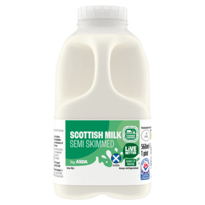 ASDA Scottish Milk Semi Skimmed 1 Pint/568ml
