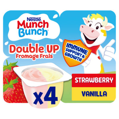 Munch Bunch Double Up Fromage Frais Strawberry Vanilla 4 X 85G (340G)