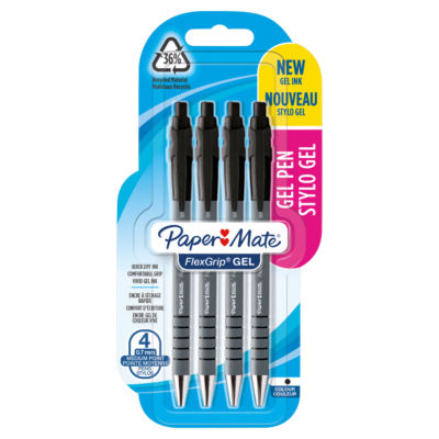 Paper Mate Flexgrip Gel Rollerball Pen 0.7mm Line Black Pack 4 -