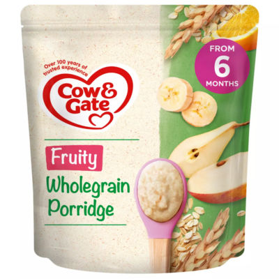 Cow & Gate Fruity Wholegrain Porridge Baby Cereal, 6+ Months, 125 g