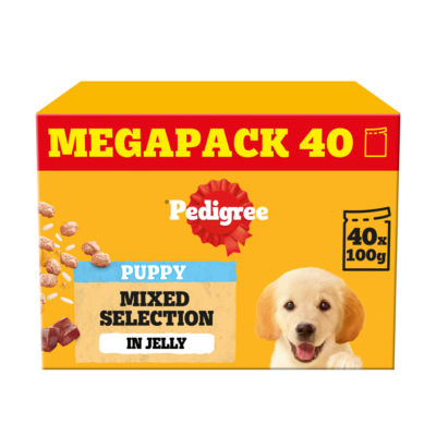 Pedigree Junior Puppy Wet Dog Food Mixed Selection in Jelly 40x100g Pouch