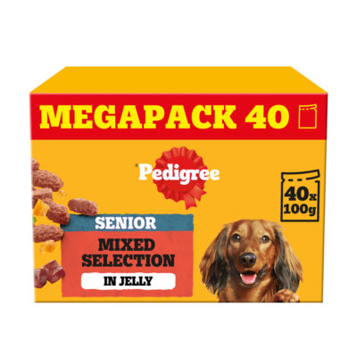 Pedigree Senior Wet Dog Food Mixed Selection In Jelly 40 x 100g Pouch
