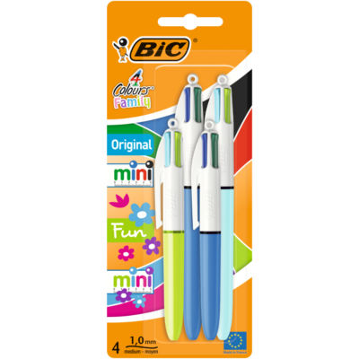 BIC Stationery 4 Colours Ballpoint Pens Family Assorted 4 Pack