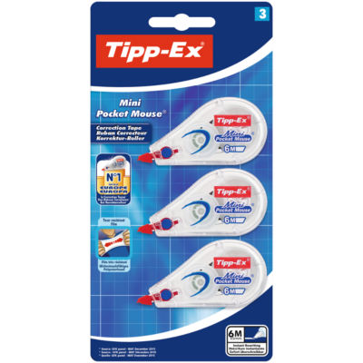Tipp-Ex Mini Pocket Mouse, 6M Correction Tape, Pack Of 3