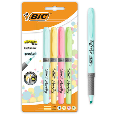 BIC Highlighter Grip Pastel 4 Pack