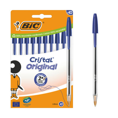 BIC Cristal Pens Blue Ballpoint 10 Pack