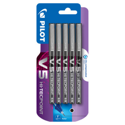 Pilot V5 Liquid Ink Rollerball Black 5Pk