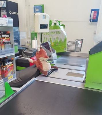 Foxy is happy to help at the checkouts at Asda Felling