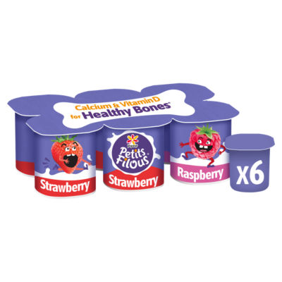 Petits Filous Kids Strawberry & Raspberry Yoghurt Small Pots 6 x 47g