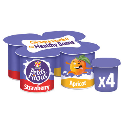 Petits Filous Big Pots Strawberry And Apricot Fromage Frais 4 X 85G (340G)