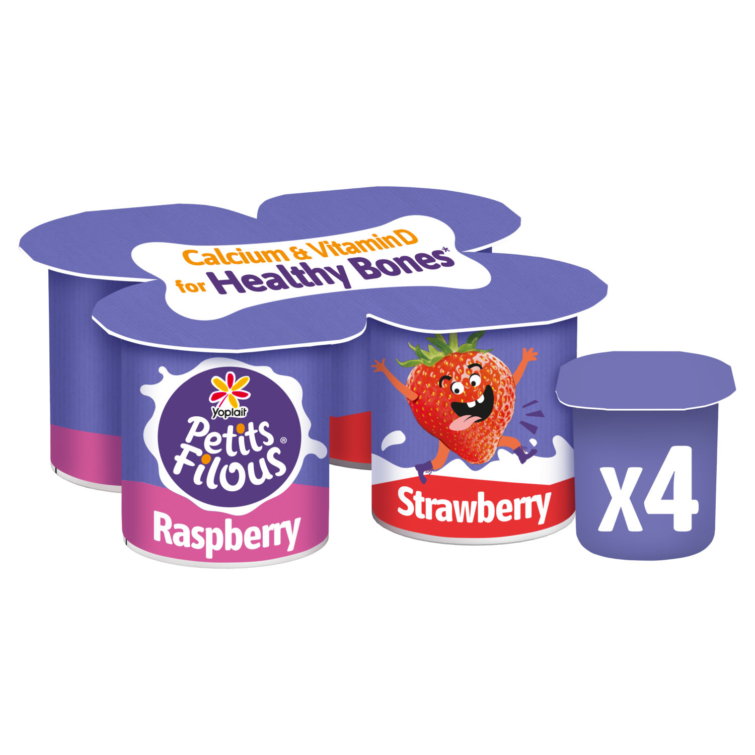 Petits Filous Kids Strawberry & Raspberry Yoghurt Pots 4 x 85g