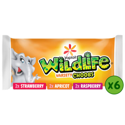 Wildlife Choobs Strawberry Raspberry & Apricot Kids Yoghurt Tubes 6x37g