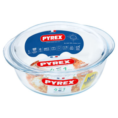Pyrex Glass Round Casserole With Lid 2.2L