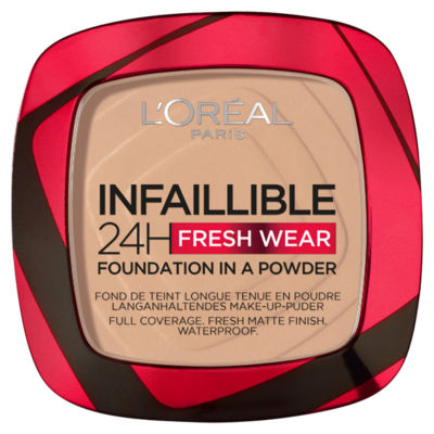 L'Oréal Paris Foundation, Infallible 24H Fresh Wear Foundation in Powder, Shade 130 True Beige, 9g