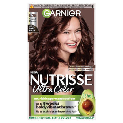 Garnier Nutrisse Nutrisse Ultra Color Dye, Vegan, 5.25 Frosted Chestnut Brown, Vibrant And Long-Lasting.
