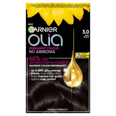 Garnier Olia No Ammonia Permanent Hair Dye - Soft Black 3.0