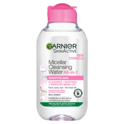 Garnier Micellar Water, Gentle Face Cleanser Makeup Remover For Sensitive Skin, Travel Size 100Ml