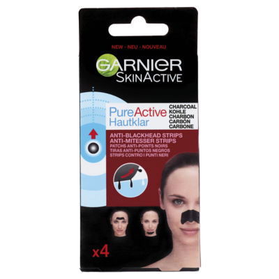 Garnier Pure Active Anti-Blackhead Charcoal Nose Strips, Pack Of 4