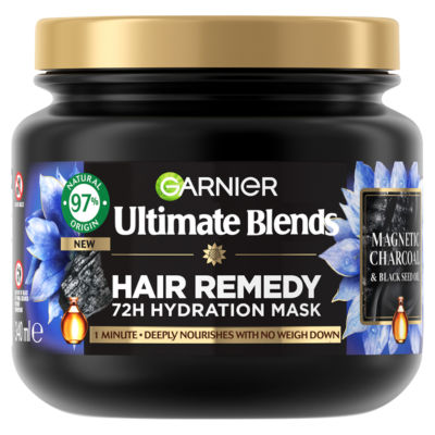 Garnier Ultimate Blends Ultimate Blends Charcoal, Hair Remedy Mask for Purified Scalp and Hydrated Lengths, 380ml