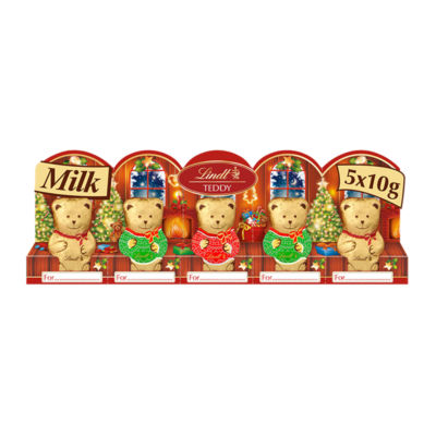 Lindt Mini Teddy Bear Milk Chocolate 5x10g, Christmas Decoration Gift - Image 3