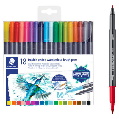 Staedtler Double-Ended Watercolour Brush Pens (Pack Of 18)