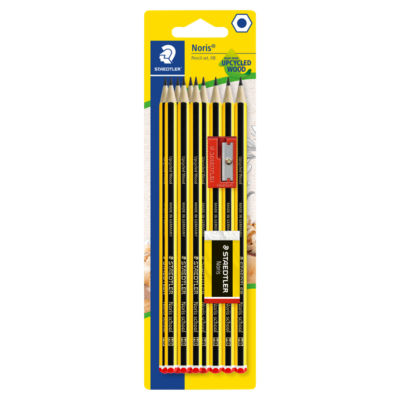 STAEDTLER 121-SBK10 Noris School Graphite Pencils - HB Degree (Pack of 10 Pencils, Sharpener + Noris Eraser) - Image 4