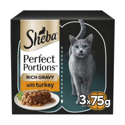 Sheba PERFECT PORTIONS™ Adult Wet Cat Food Turkey Chunks 6 x 37.5g Tray