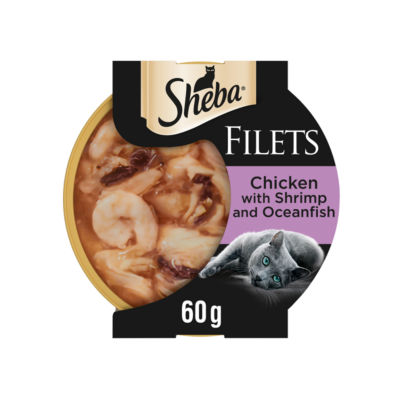 Sheba Fillets Wet Cat Food Tray with Chicken & Fish in Gravy 60g