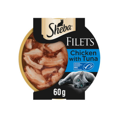 Sheba Filets Adult Cat Food with Chicken and Tuna in Gravy 60g Tray